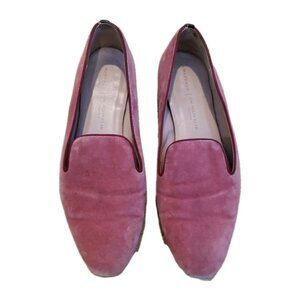 Margaux Shoes Handmade Gal Meets Glam Pink Velvet Slip On Loafer Flats 39 US 8.5